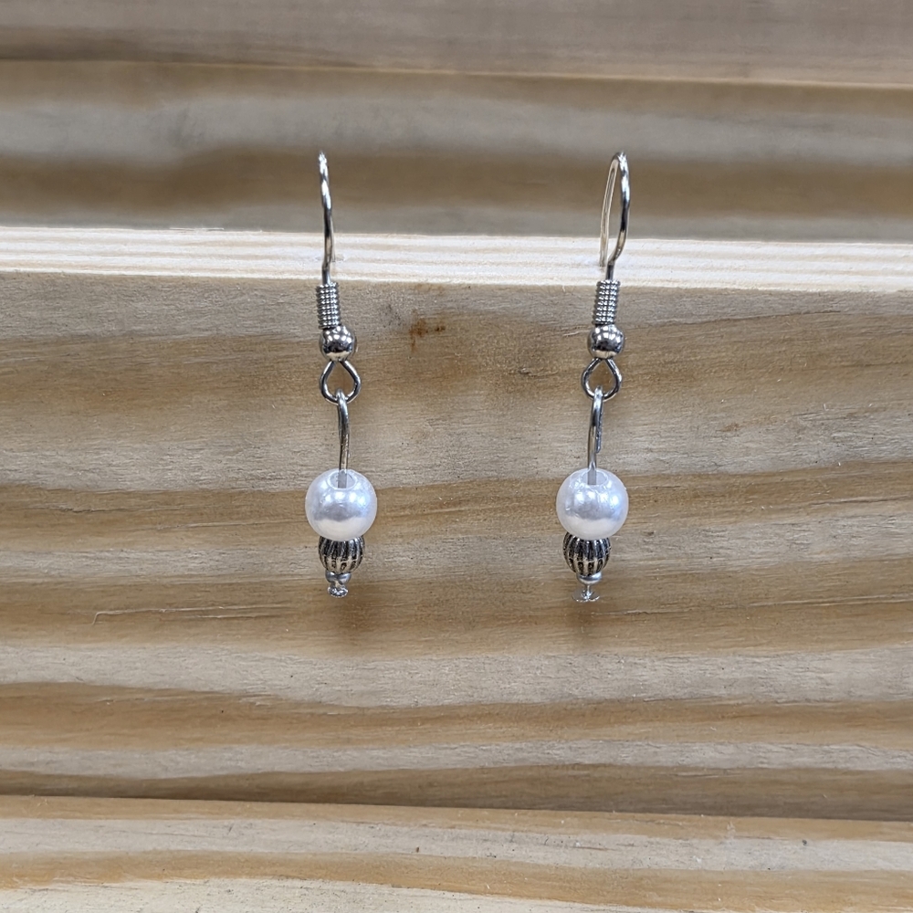 Elegant Silver Pearl Drop Earrings